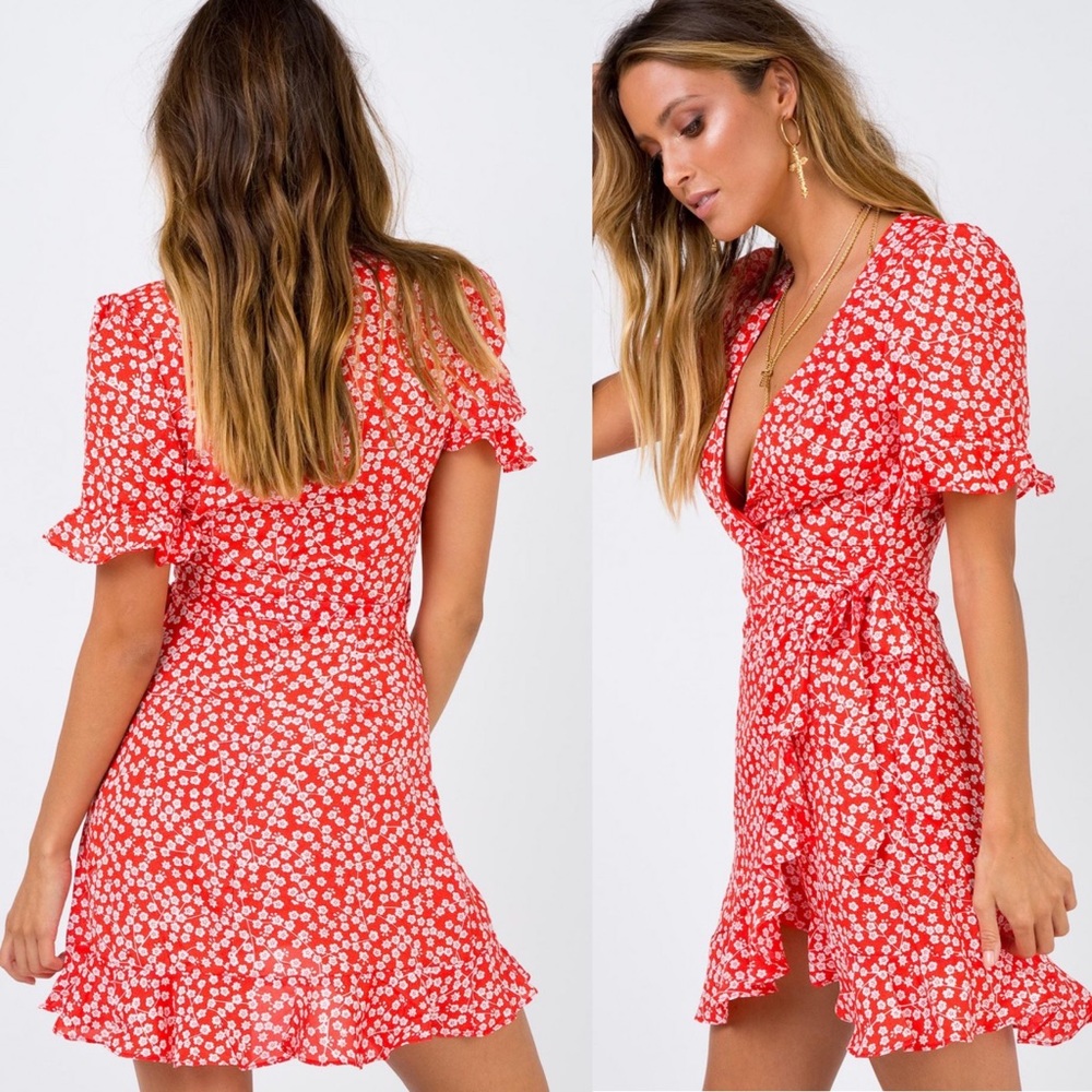 NWT Princess Polly Poppy Moore Mini Dress in Red - Picture 2 of 2